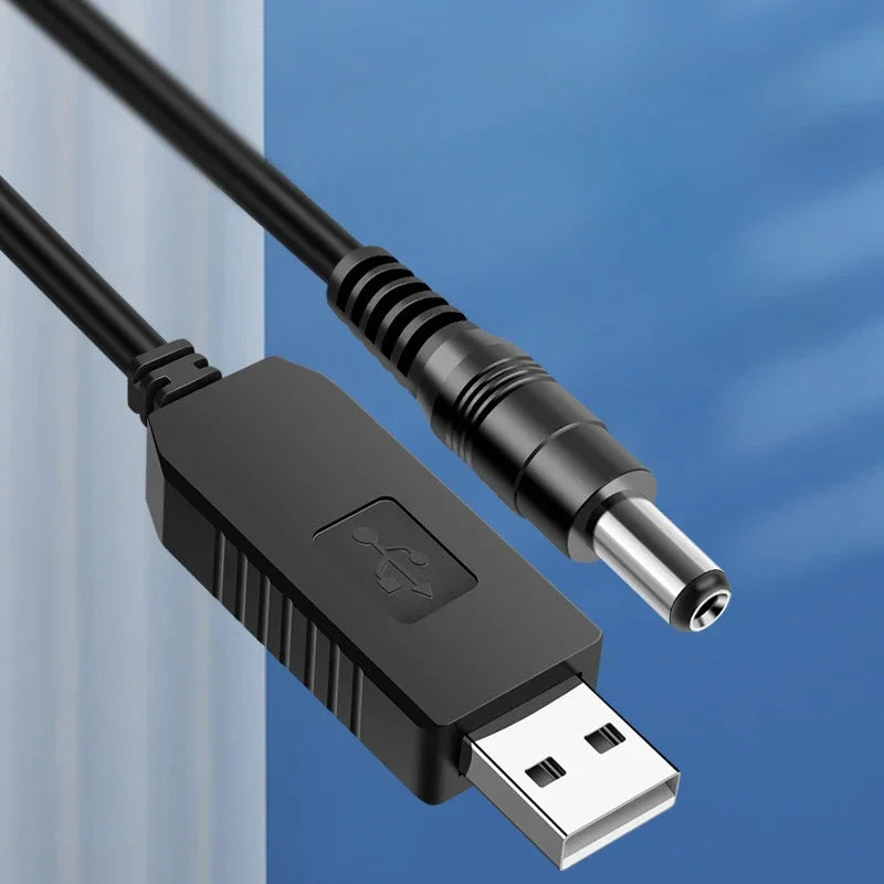 6pcs 5.5*2.1mm WiFi To Powerbank Cable Connector DC 5V To 12V USB Cable Boost Converter Step-up Cord for Wifi Router Modem Fan Qme