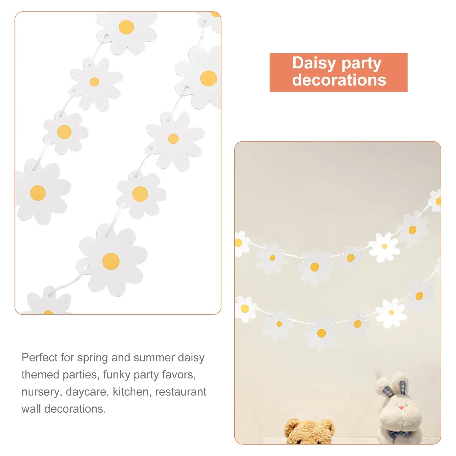 2Pcs Birthday Party Banner Flower Garland Chrysanthemum Paper Decoration Reusable Hanging Party Decorations for Wall Window Qme
