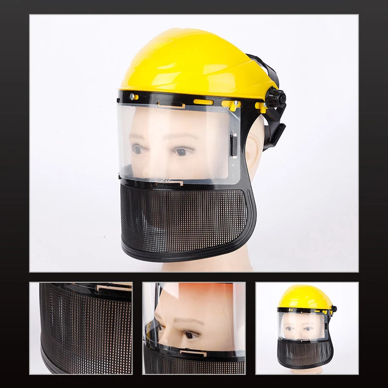 Garden Grass Trimmer Weed Wacker Safety Helmet Hat Full Face Mesh Qme