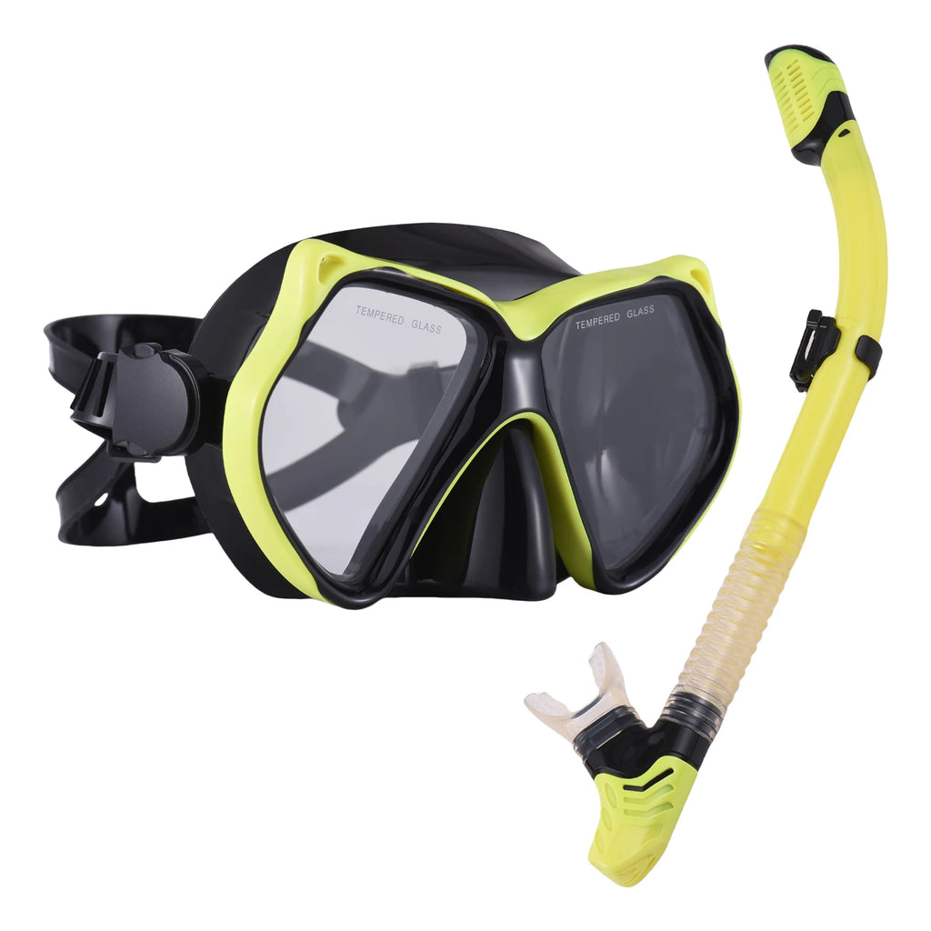 Snorkel Set for Adults Dry Snorkel with Purge Valve Travel Goggles and Snorkel Set for Adults Snorkeling Gear Qme