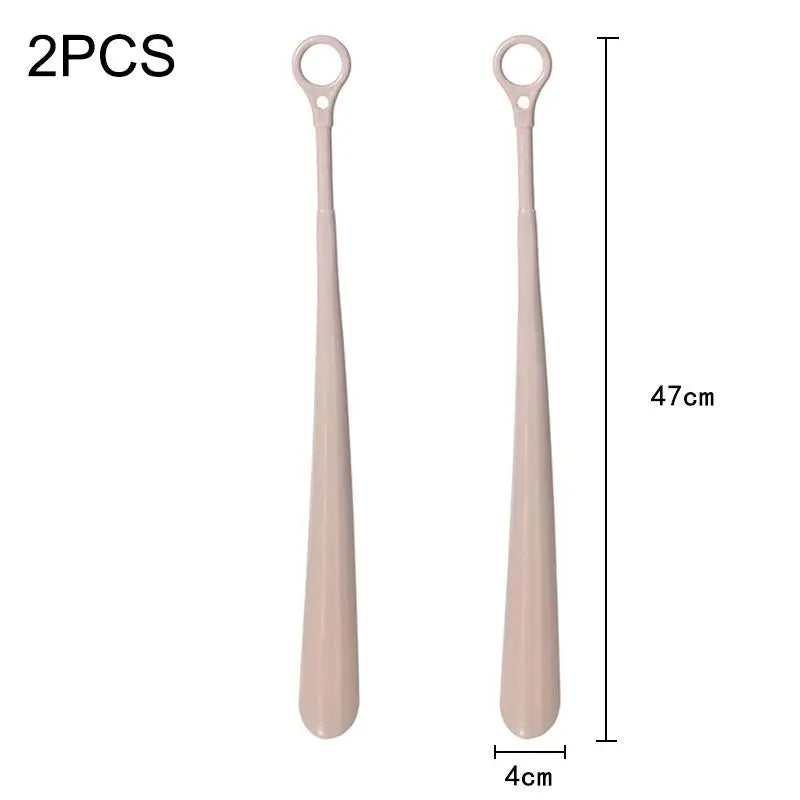 1 Woman Elderly Lazy People Shoe Horns Hangable Plastic Extra Long Qme A5 2Pcs