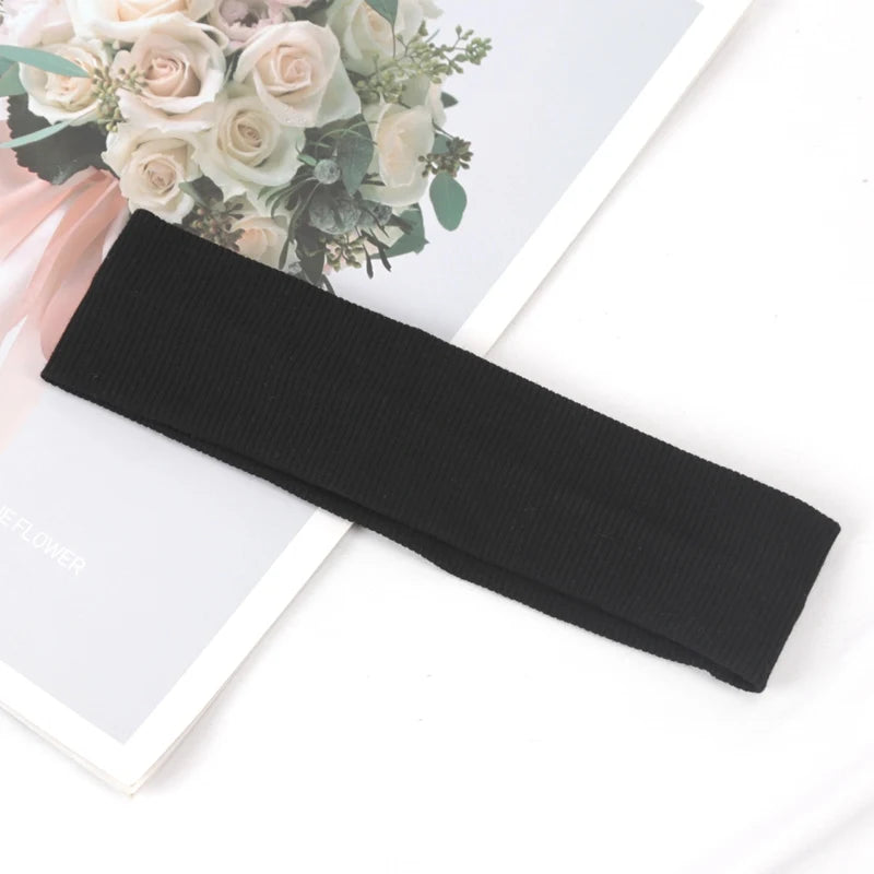 Unisex Headband Sports Elastic Running Hair Bands Yoga Hairband Women Qme black