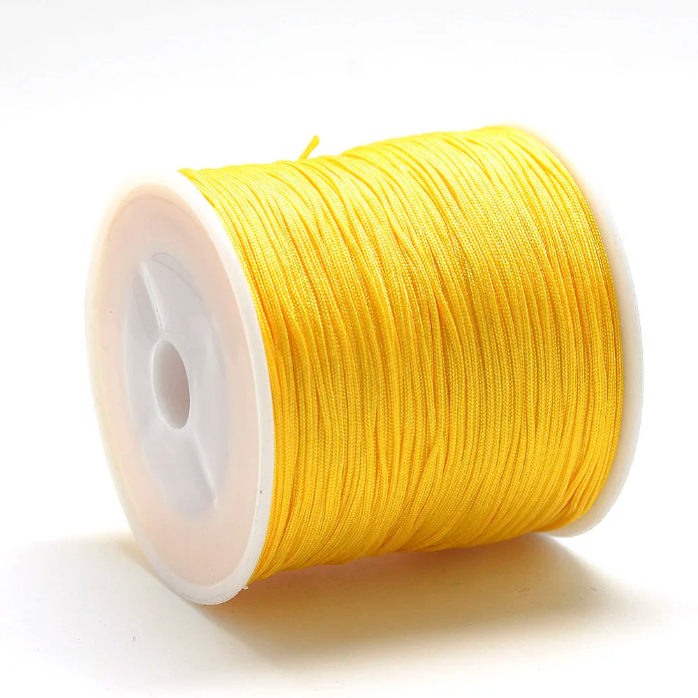 PandaHall 100m/Roll Nylon Thread Braided Chinese Knotting Cord for Jewelry Making, 0.8mm Hole String for DIY Bracelet Beading Qme Gold