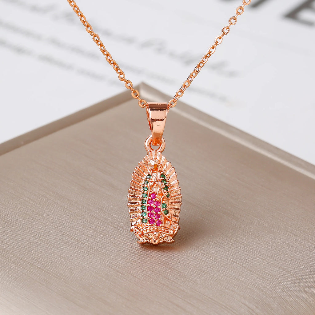 New Fashion Round Rotating St. Benedict Zirconia Pendant Necklace—Lucky for Women's Party Gold/Rose Gold Jewelry Amulet Gift Qme 6