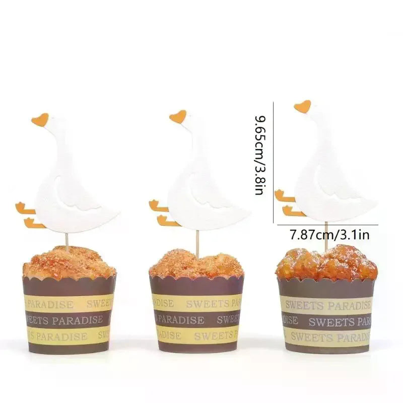 24pcs Silly Goose Cake Birthday Cakeate Insert Card Birthday Cakeateating Cupcake Toppers Kids Birthday Qme