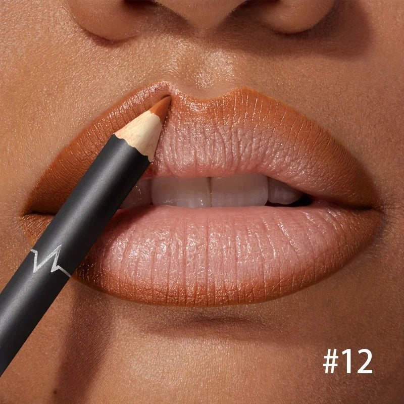 Waterproof Matte Lipliner Pencil Red Contour Tint Lipstick Long Qme 12