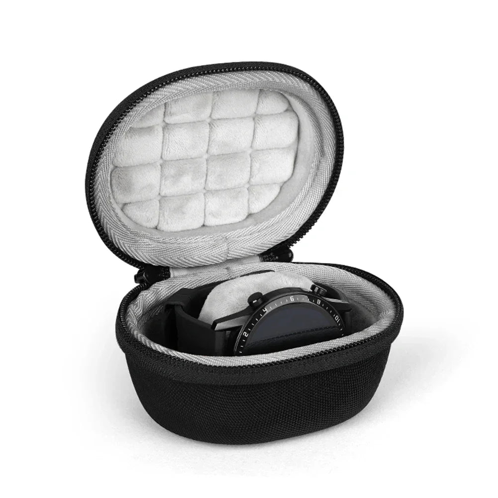 Portable EVA Single Watch Travel Case Watch Storage Organizer Box Watch Holder Waterproof for Smartwatches Zippered Container Qme 0433 Black