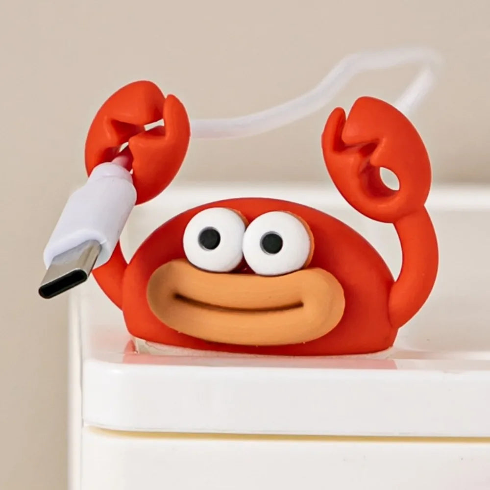 Cartoon Crab Cable Holder Self-Adhesive Fixing USB Cable Management ClipHome Office Desk Decoration Silicone Cable Organizer Qme