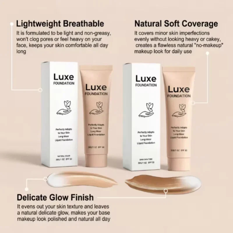 Foundation Long Wear Liquid Foundation Flawless Finish High Coverage Even Skin Tone Breathable Lightweight Natural Look Qme