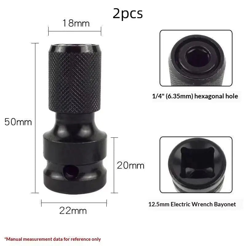 1/2PCS Impact Wrench To Drill Adapter 1/2 To 1/4 Hex Converter Socket Extension Bit Holder For Electric Wrench And Power Tools Qme 2pcs