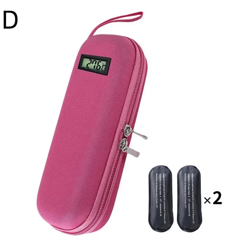 Insulin Cooler Travel Case Waterproof Cooling Bag Thermometer Display Qme Pink D