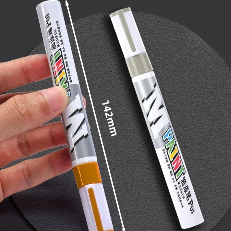 Car paint scratches repair brush pen waterproof water paint marker pen car tire tread care automotive black white red silver Qme
