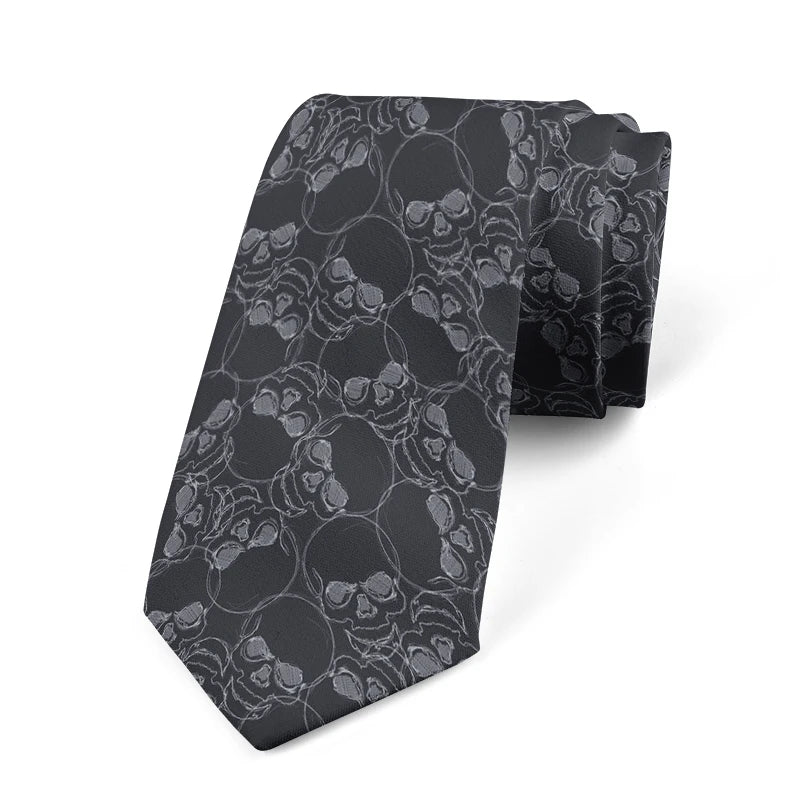 Skeleton Parts Creative Novelty Tie Fashion Funny Cartoon Skull Print Qme style8