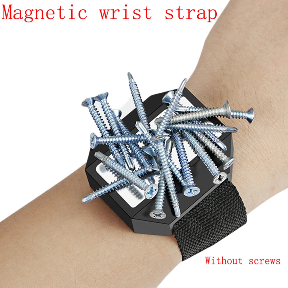 1pc Magnetic Screw Holder Wristband Portable Tool Bag Electrician Adjustable WristBelt For Holding Small Metal Screw Nails Bolt Qme