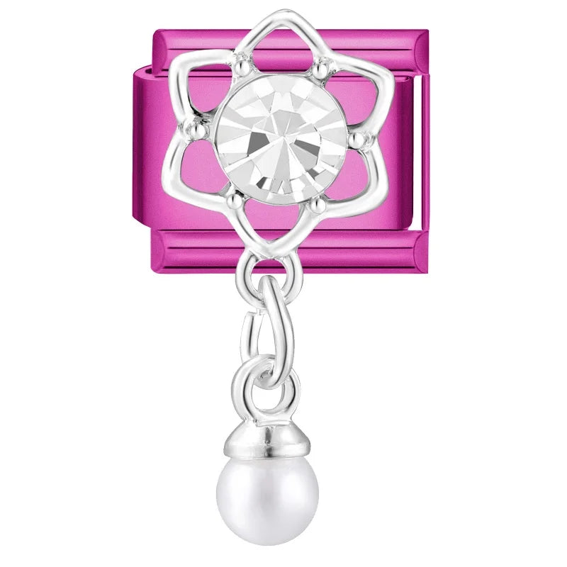 Y2K Rose Series Zircon Flower Butterfly Italian Charm Links Fit