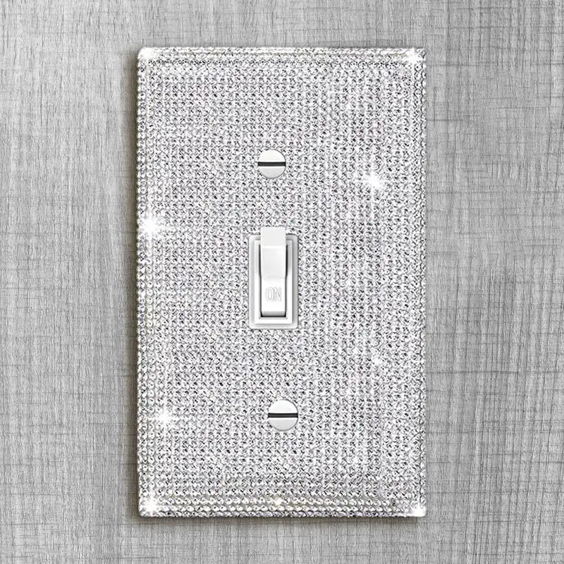 Shiny Wall Plate Cover Rhinestone Outlet Aesthetic Silver Rhinestones Qme