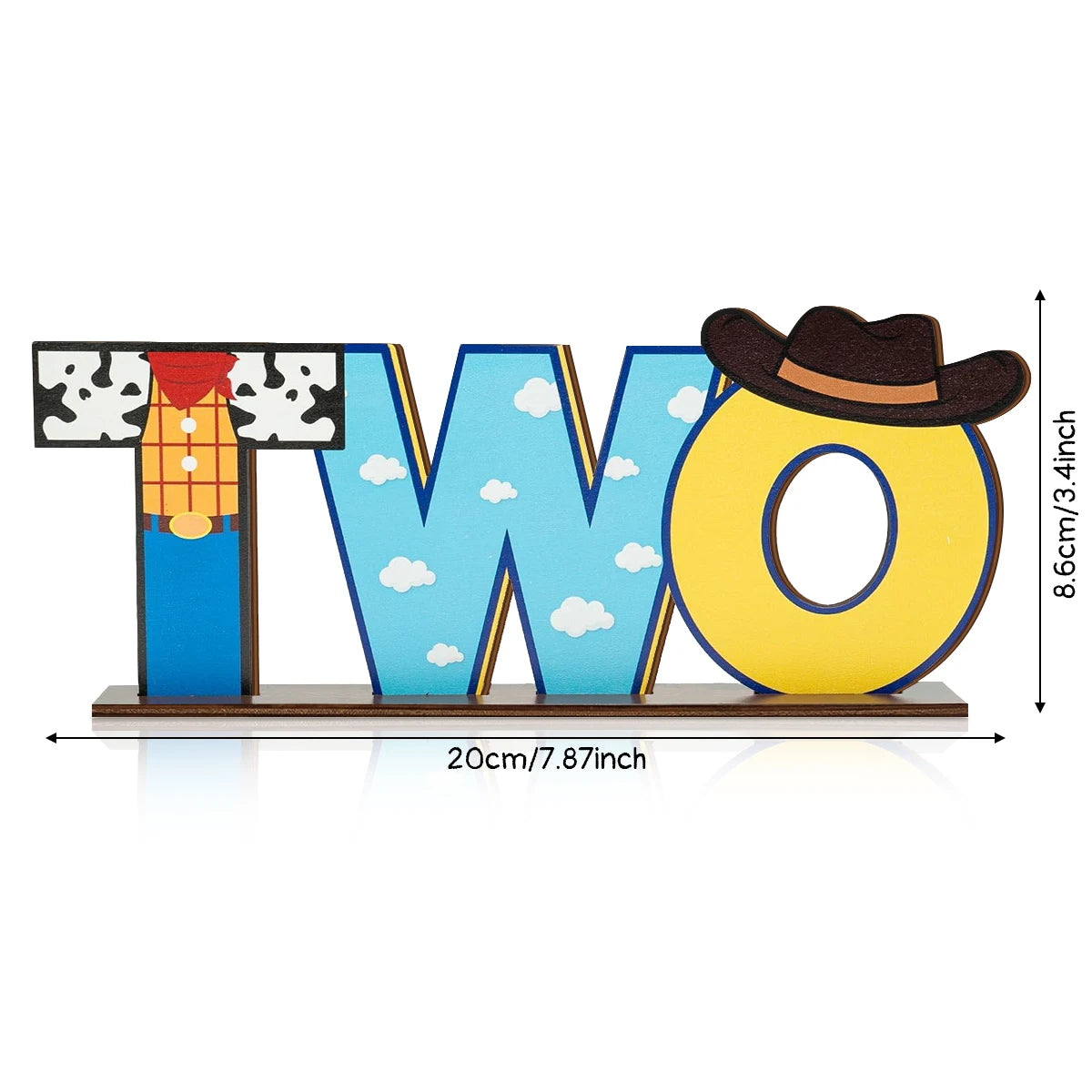 1SET 2D Western Cowboy Style "ONE" Letter Wooden Desktop Decoration, Birthday Party Desktop Decoration Qme