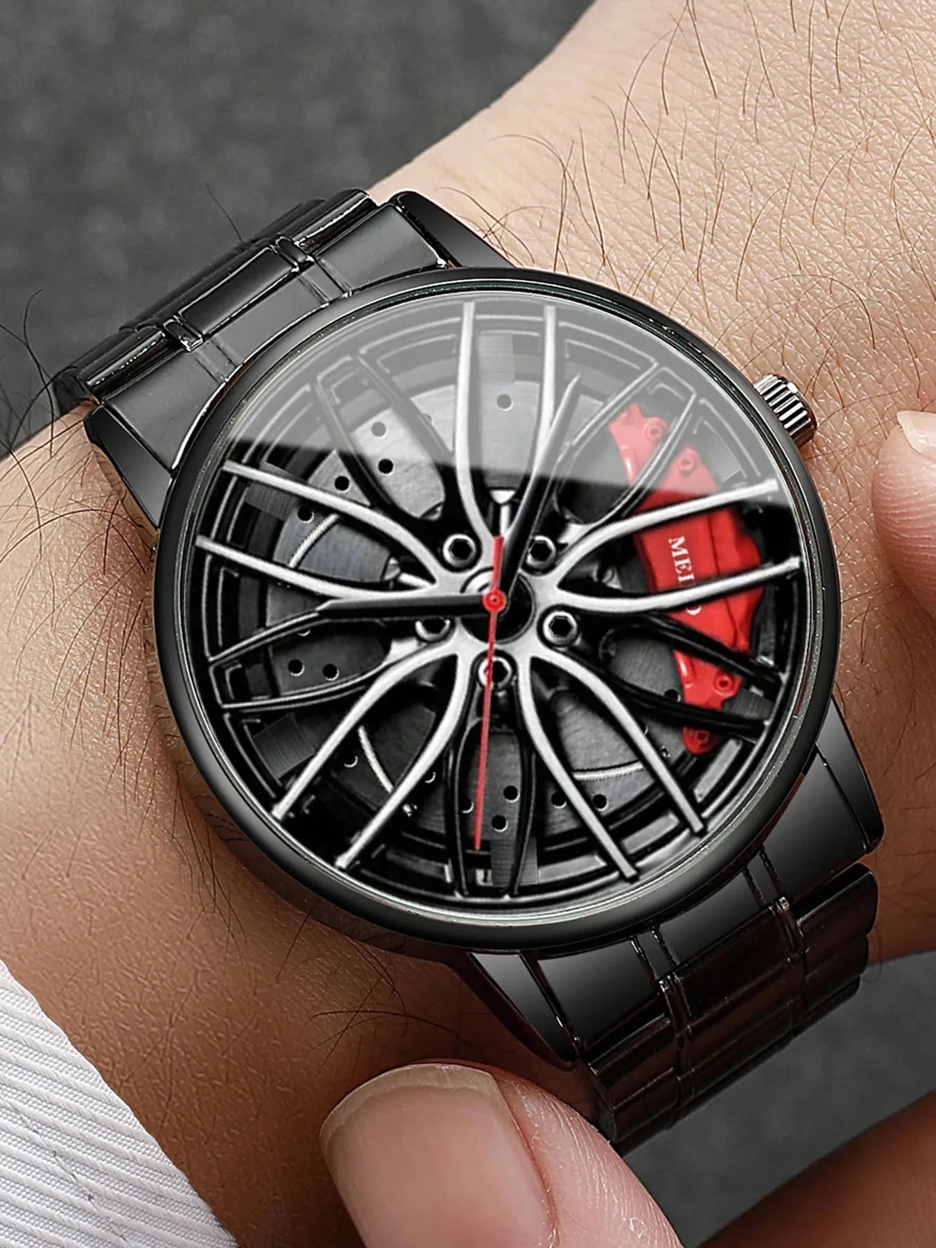4-piece set of non mechanical wheels, trendy fully automatic quartz movement, men's watch, fashionable men's watch set Qme