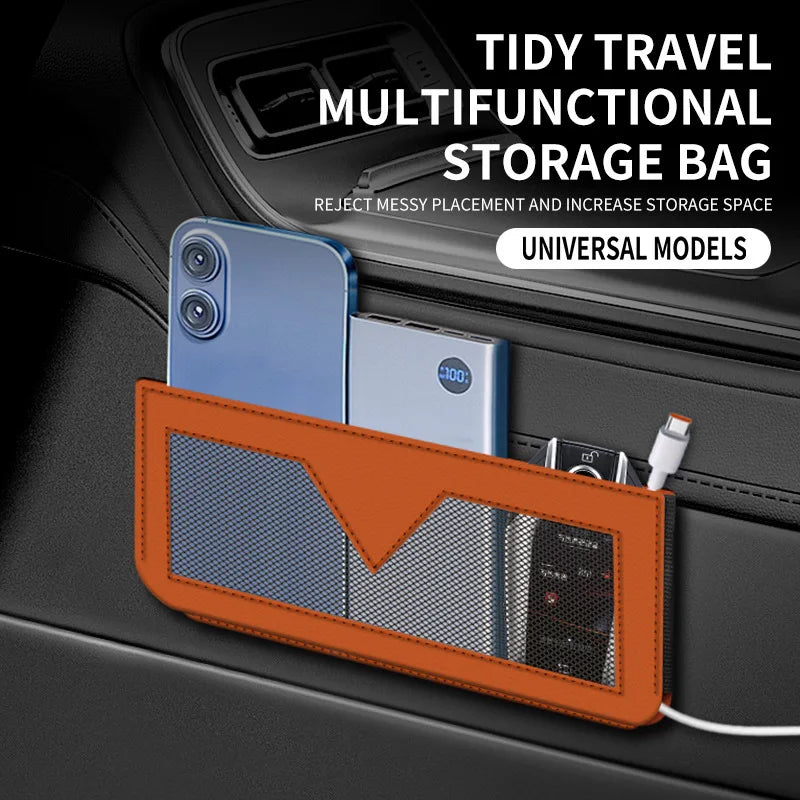 Car Storage Bag Mobile Phone Paste-type Multi-functional Mesh Pocket Qme