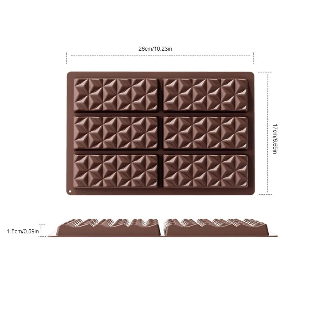 6 Cell Silicone Triangle Diamond Candy Mould DIY Chocolate Baking Qme