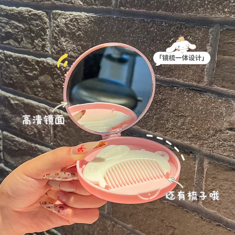 Hello Kitty Kuromi Cream Gel DIY Folding Mirror Comb Craft Handmade Qme