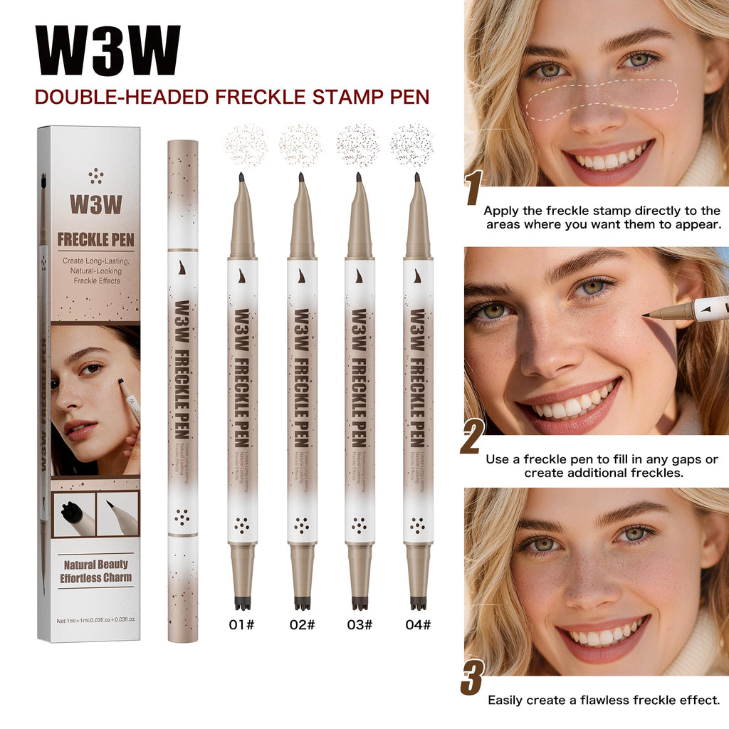 Waterproof Freckle Stamp Pen, Natural Lifelike Fake Freckle Pen, Long-Lasting Quick-Drying Smudge-Proof Makeup Pen Qme
