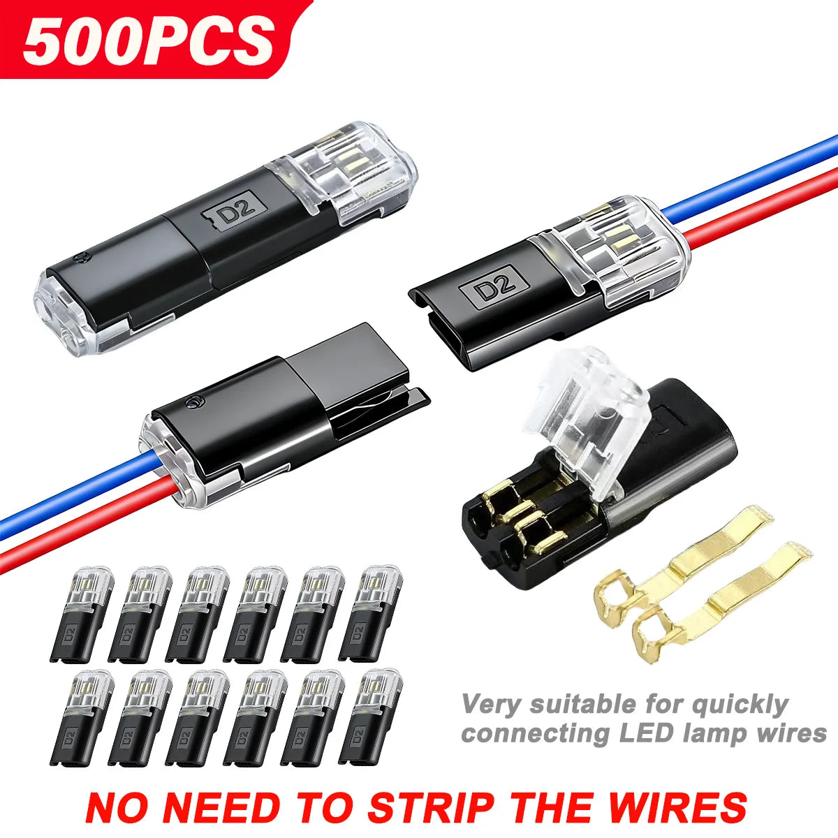 Electric Wire Connector No Stripping Quick Cable Connectors Detachable Automotive Terminal Connector LED Cable Buckle Connector Qme