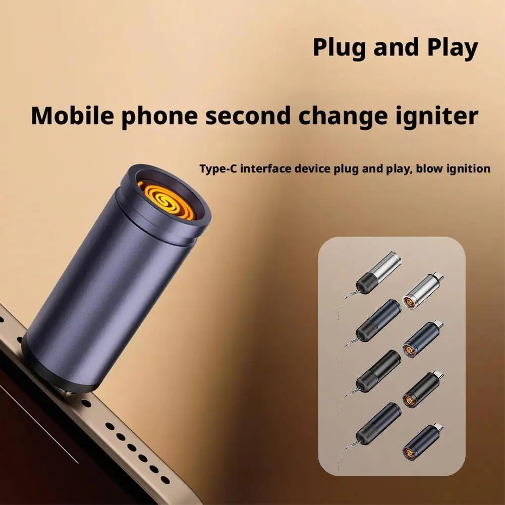 NEW Electric Lighter Type C Cable Lighter For IPhones 15 16 Tablets Safety Switch Windproof With Rechargeable Flameless Igniter Qme