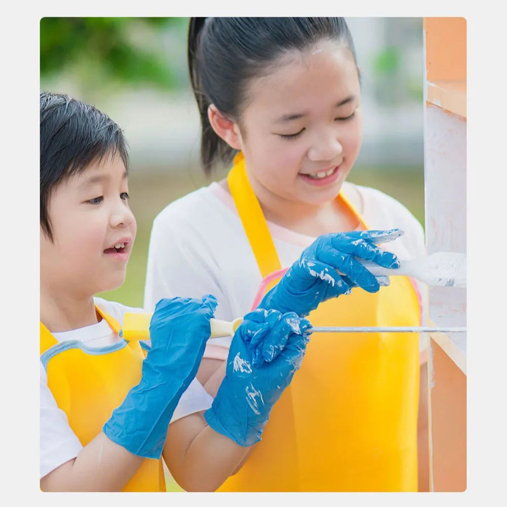 Blue Disposable Latex Gloves Anti-static Durable Gloves For Kitchen Cooking Tools anitary Drawing Protective Gloves for Kids Qme