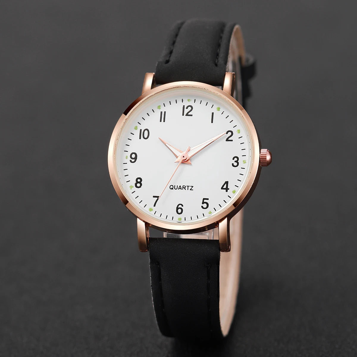 2026 Minimalist digital student night light watch, small fresh frosted leather casual watch, women's quartz watch Qme 1PC Black No Box