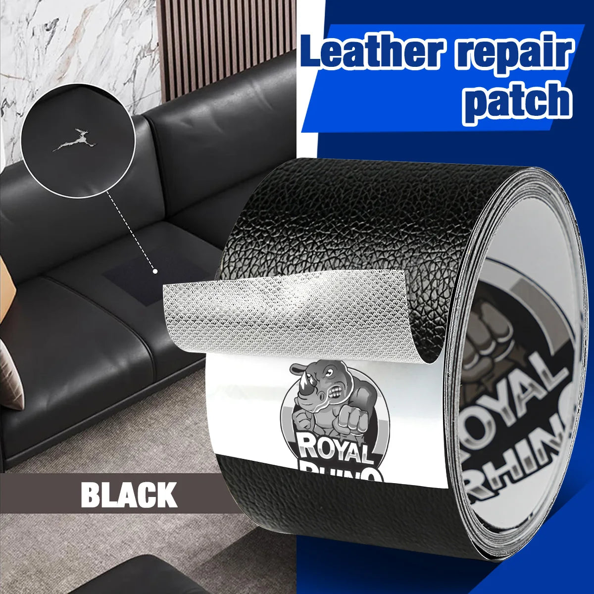 Self-Adhesive Leather Repair Patch Tape DIY Sofa Moto Car Seat Bag Home Repair - Universal Fix for Scratches Tears Holes Qme