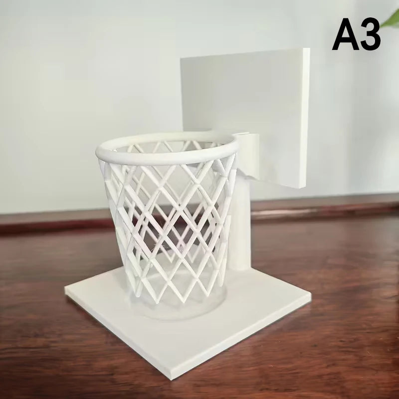 Creative Basketball Hoop Pen Holder Desktop Organizer School Office Qme A3