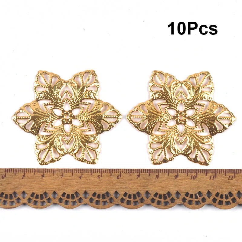 Flowers Antique Filigree Wraps Connectors For DIY Jewelry Accessories Findings Making Scrapbook Supplies Home Decor Metal Crafts Qme 57X57mm 10pcs