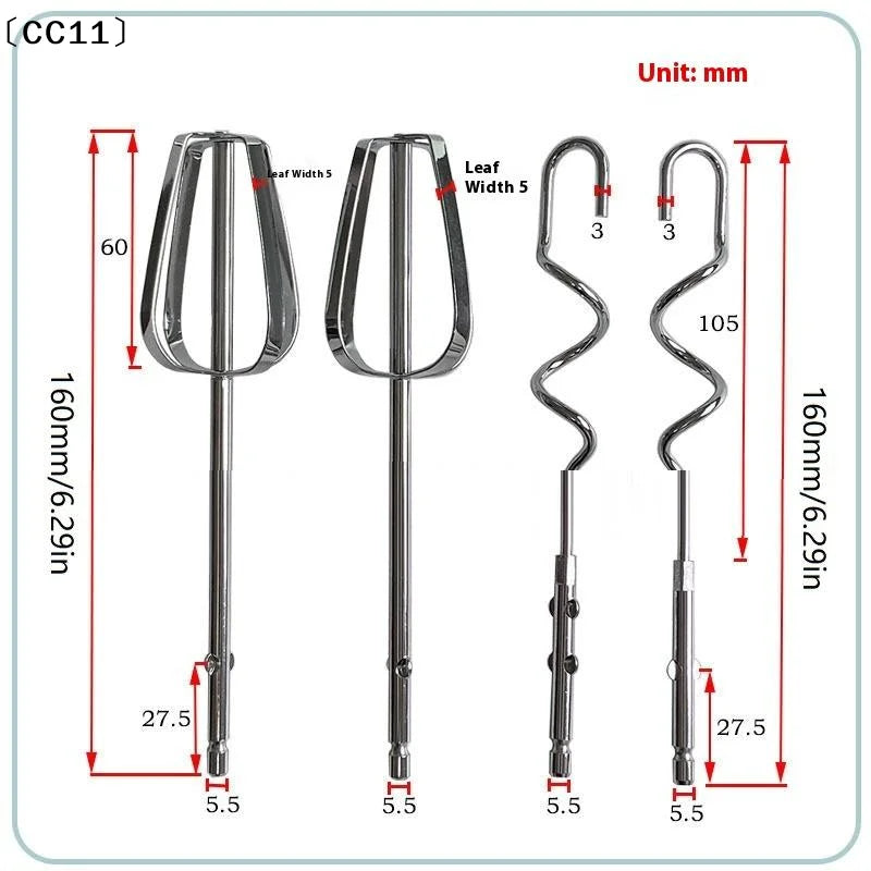 1 2 Electric Egg Beater Stirring Hook Stainless Steel Durable Qme