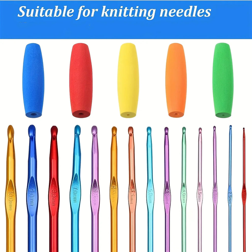 5-Piece Ergonomic Crochet Grip - Removable Soft Crochet Pad for 2mm to 10mm Hooks, Relieves Hand Fatigue, Ideal Auxiliary Tool Qme