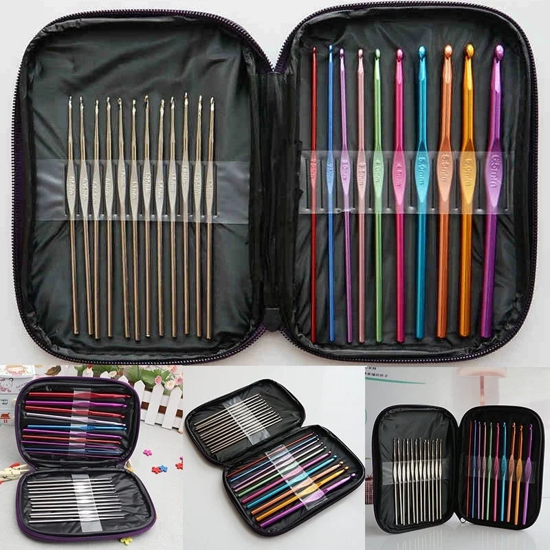 DIY Craft Yarn Sewing Needle Case Ergonomic Aluminum Crochet Hooks Qme