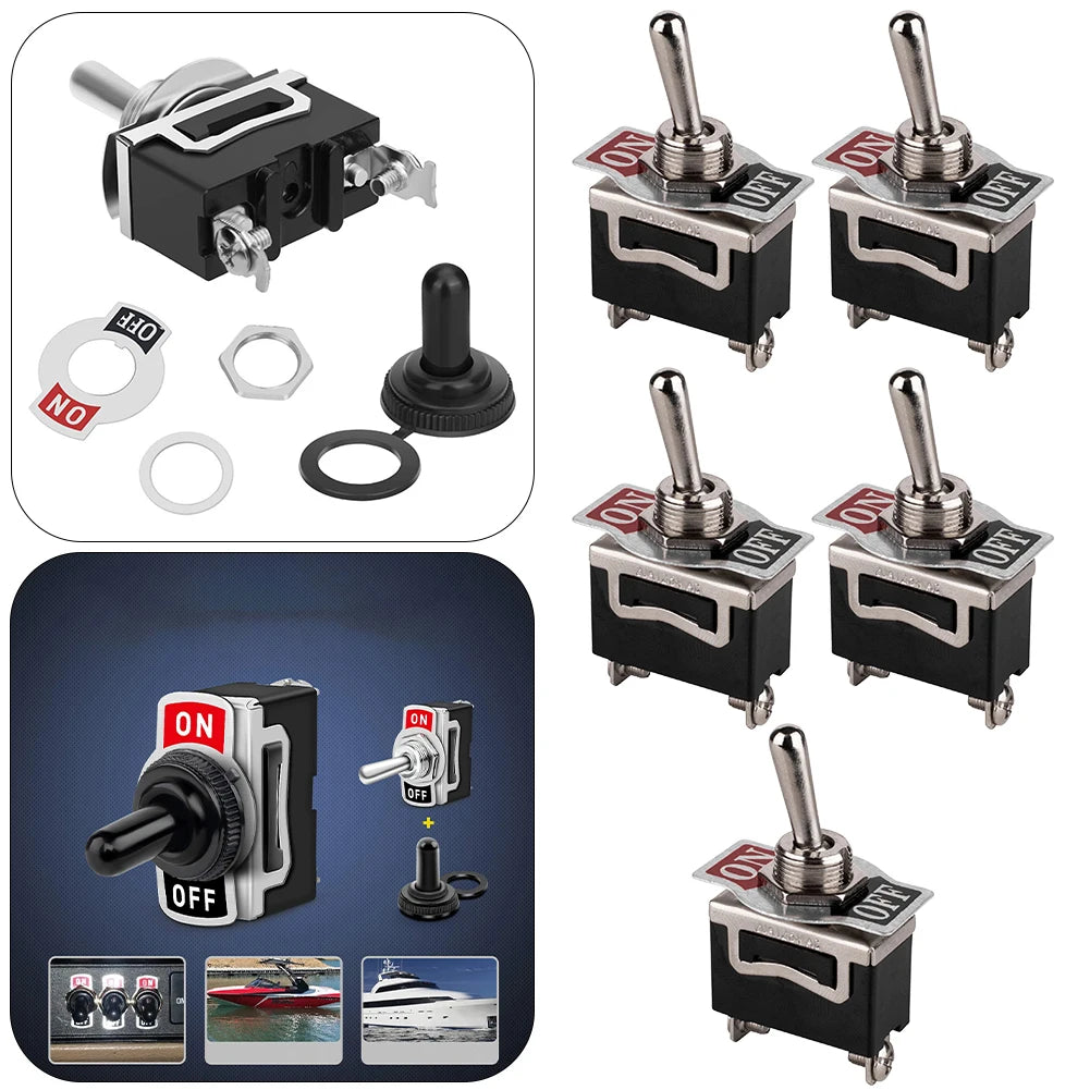SPST Rocker Switch Heavy Duty Rocker Waterproof Toggle 2Pin Boot Cap Cover Car Boat Rocker Toggle Switch Boot for Auto Car Boat Qme