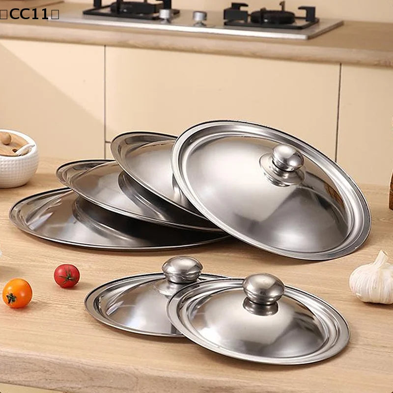 10- Stainless Steel Round Pot Lid Universal Replacement Frying Pan Qme