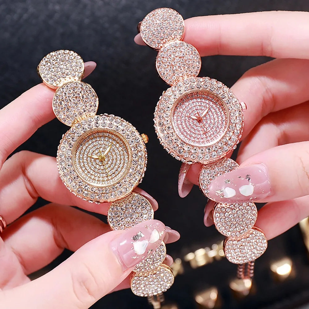 Fashion Pattern Diamond Ladies Watch for women Quartz Women's Watch Girls Lady Clock Bracelet Chains Free Shipping Ladies Dress Qme