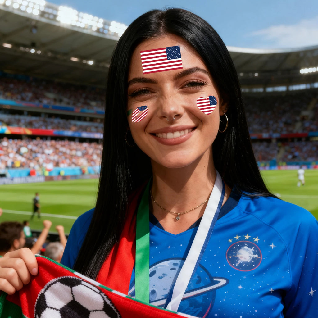 National Flag Football Fan Temporary Tattoos Face Body Decorative Stickers Event Cheering Props Suitable for Adults and Children Qme