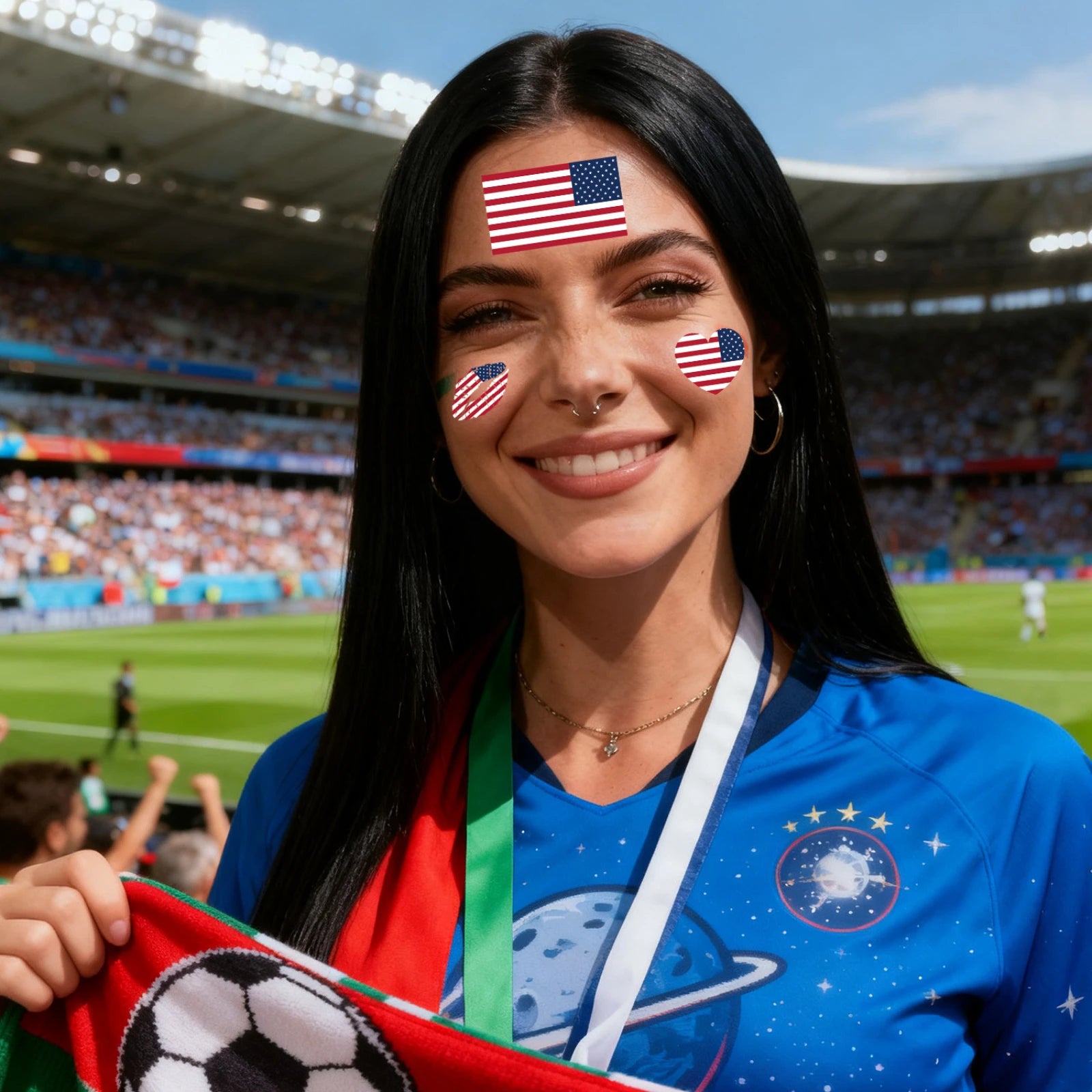 National Flag Football Fan Temporary Tattoos Face Body Decorative Stickers Event Cheering Props Suitable for Adults and Children Qme