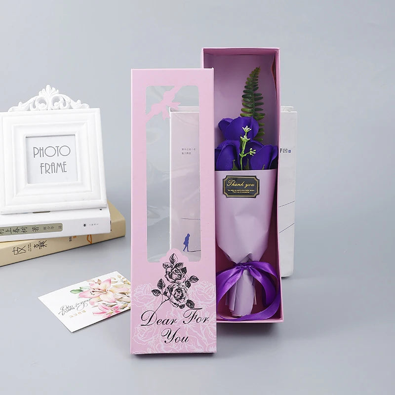 Multi-Use Artificial Soap Flower Bouquet With Gift Box Luxury Soap Florals Simulation Rose Bouquet Wife Girlfriend Gift Qme style 4