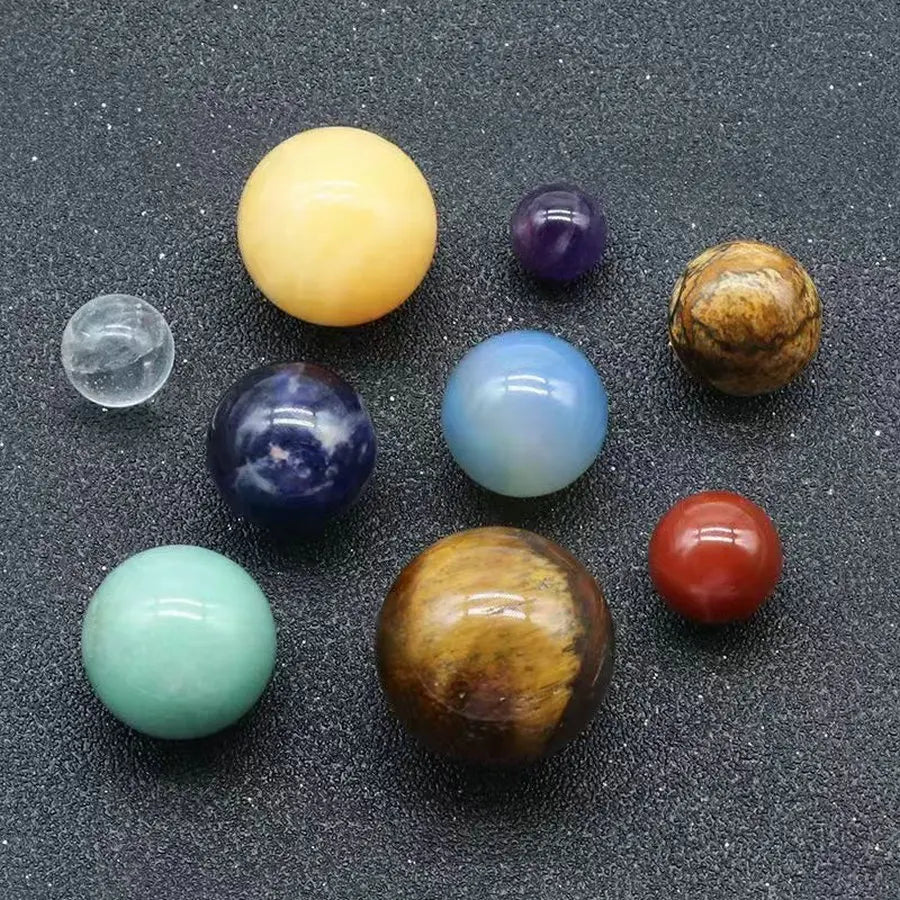 Crystal Sphere Ball Kit 9 Planets Solar System Gemstones Sphere Galaxy Universe Model Celestial Creative Gift Home Jewerly DIY Qme