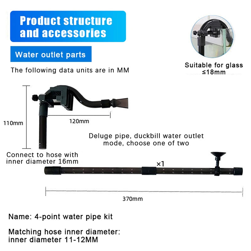 Fish Tank External Canister Filter Accessories Aquarium Rain Spray Qme 16mm water outlet