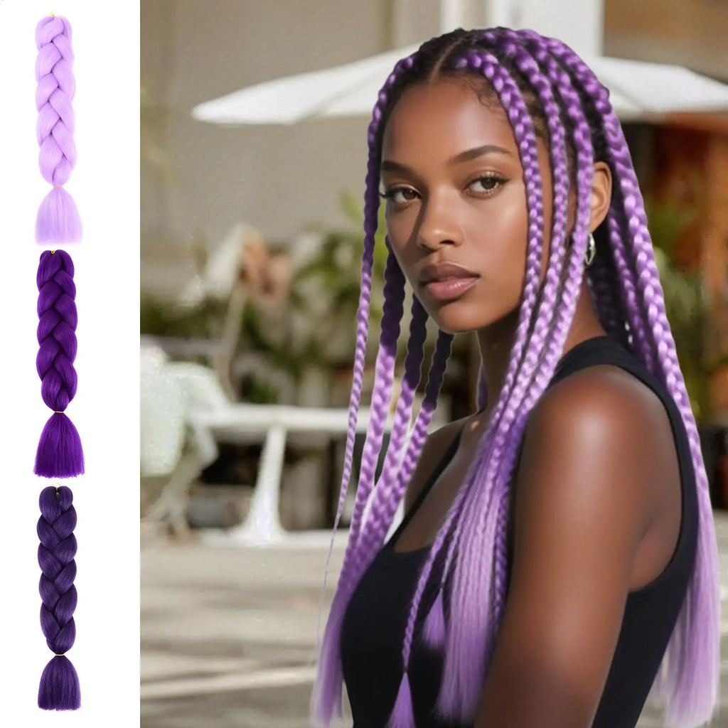 Violet Hair Extensions Synthetic Wig Ombree Braiding Braided Twist Qme