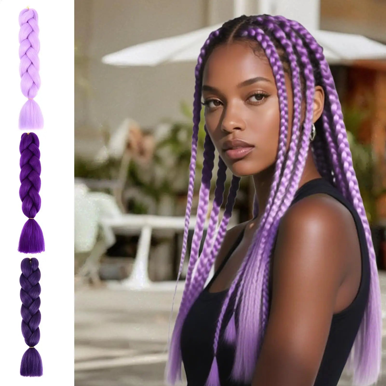 Violet Hair Extensions Synthetic Wig Ombree Braiding Braided Twist Qme