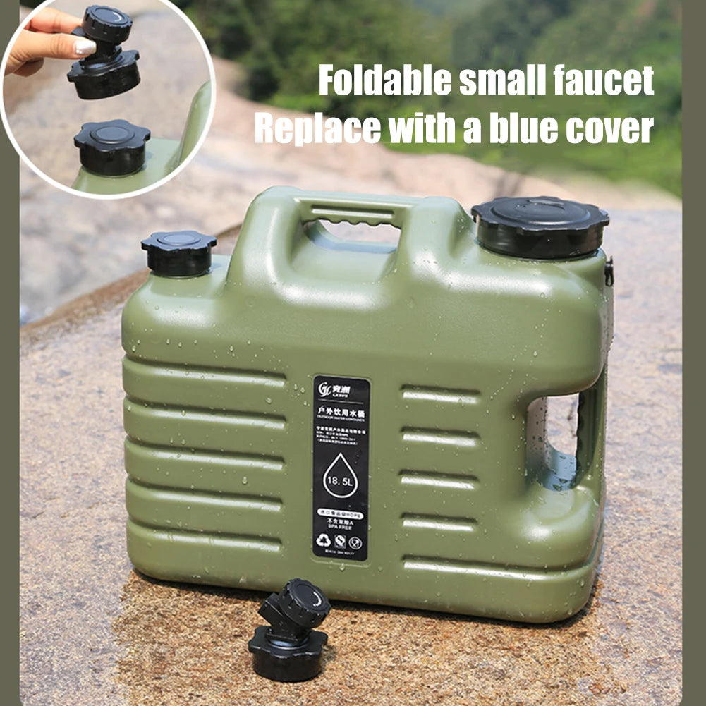 18.5L Outdoor Water Bin Large Capacity Portable Drinking Water Canister with Detachable Faucet for Camping Fishing Picnic Hiking Qme