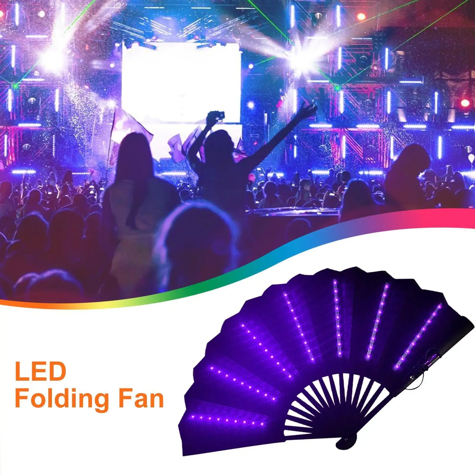 Rave Hand Fan Light up Rave Handheld Fan Travel Multipurpose Handheld Fan Carnival Accessories for Belly Dancing Performances Qme