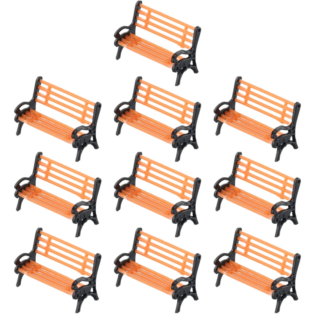 10Pcs 1:87 HO Scale Model Train Bench Chairs Settee Street Park Railway Layout Plastic Crafts Home Decoration Children Toys Qme