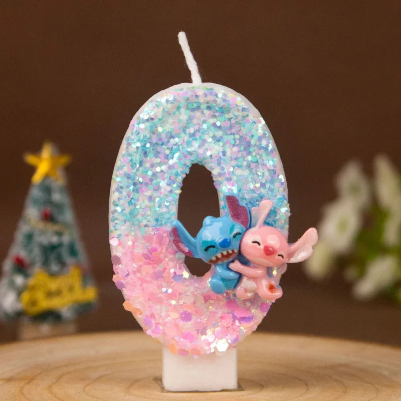 Stitch and Lilo Couple-Themed Number Candles Creative “Hugging” Candles for Birthday Cakes Festive Candles Qme